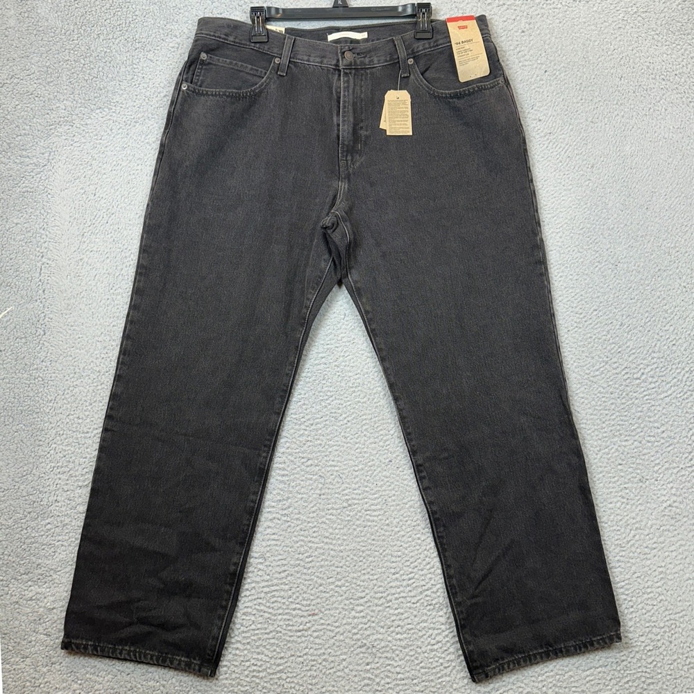 NEW Levis 94 Baggy Jeans Mens 34X31 Washed Black Loose Fit Straight Leg Denim